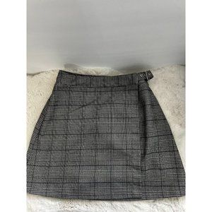 John Galt Brandy Melville Plaid Buckle Mini Skirt One Size XS/S Black Faux Wrap